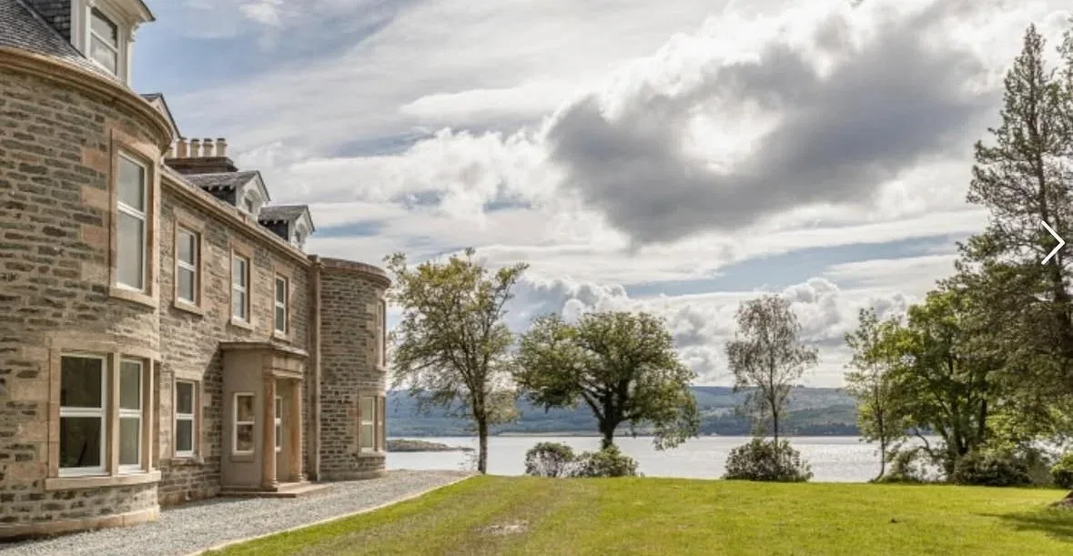 The barn's stone exterior overlooking Loch Fyne