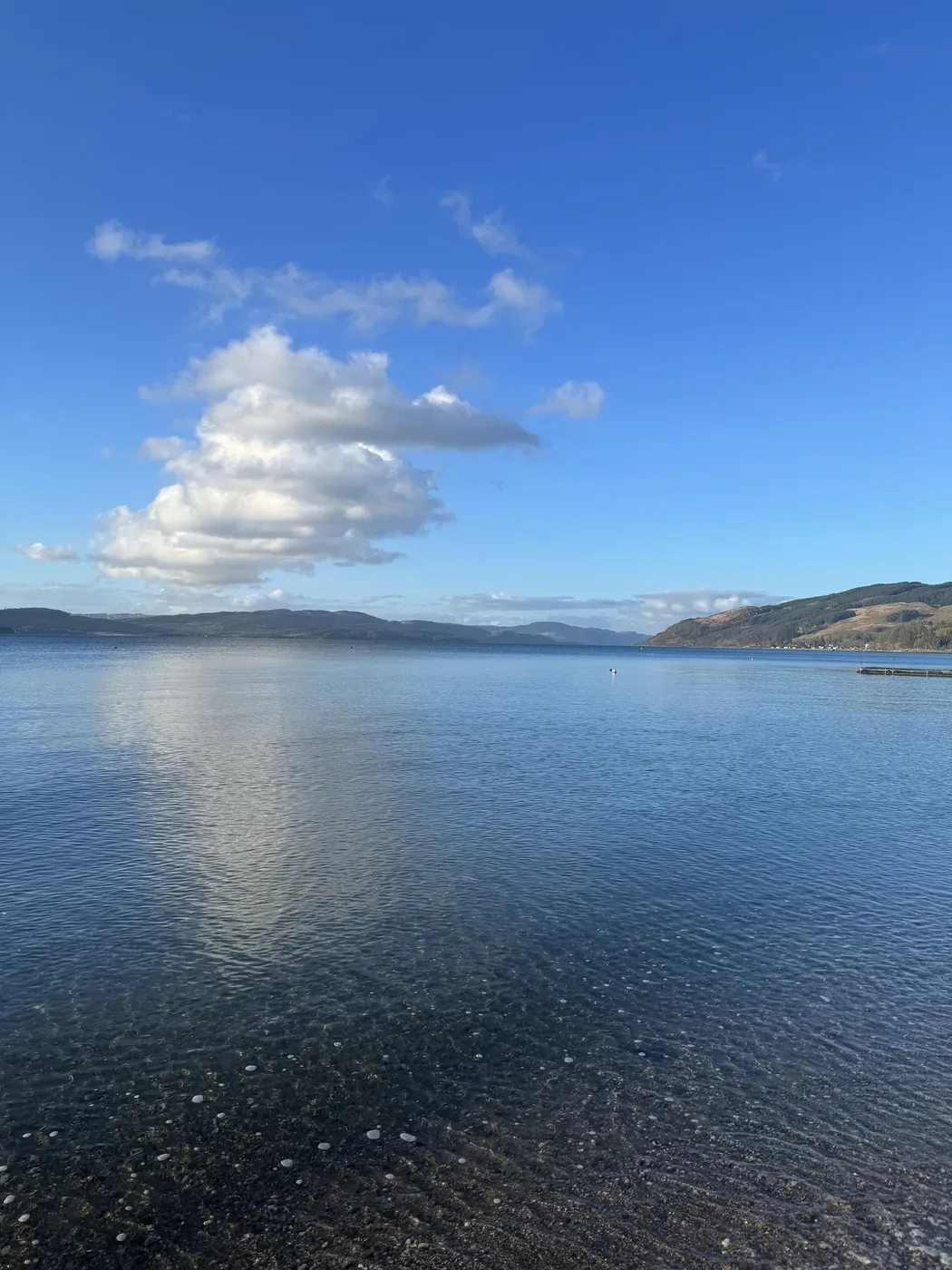 Still waters of Loch Fyne under a bright sky
